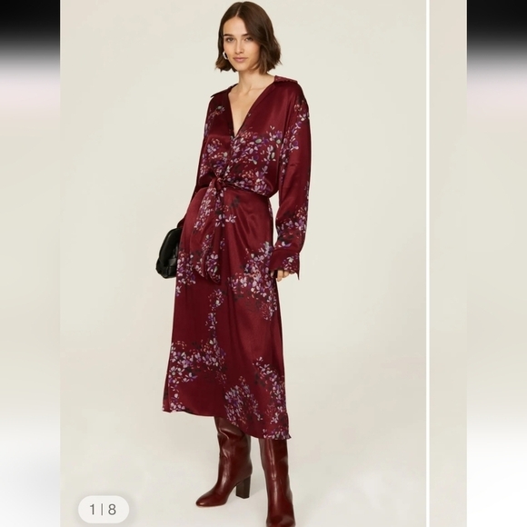 Vince Dresses & Skirts - Vince Burgundy Floral Maxi Dress